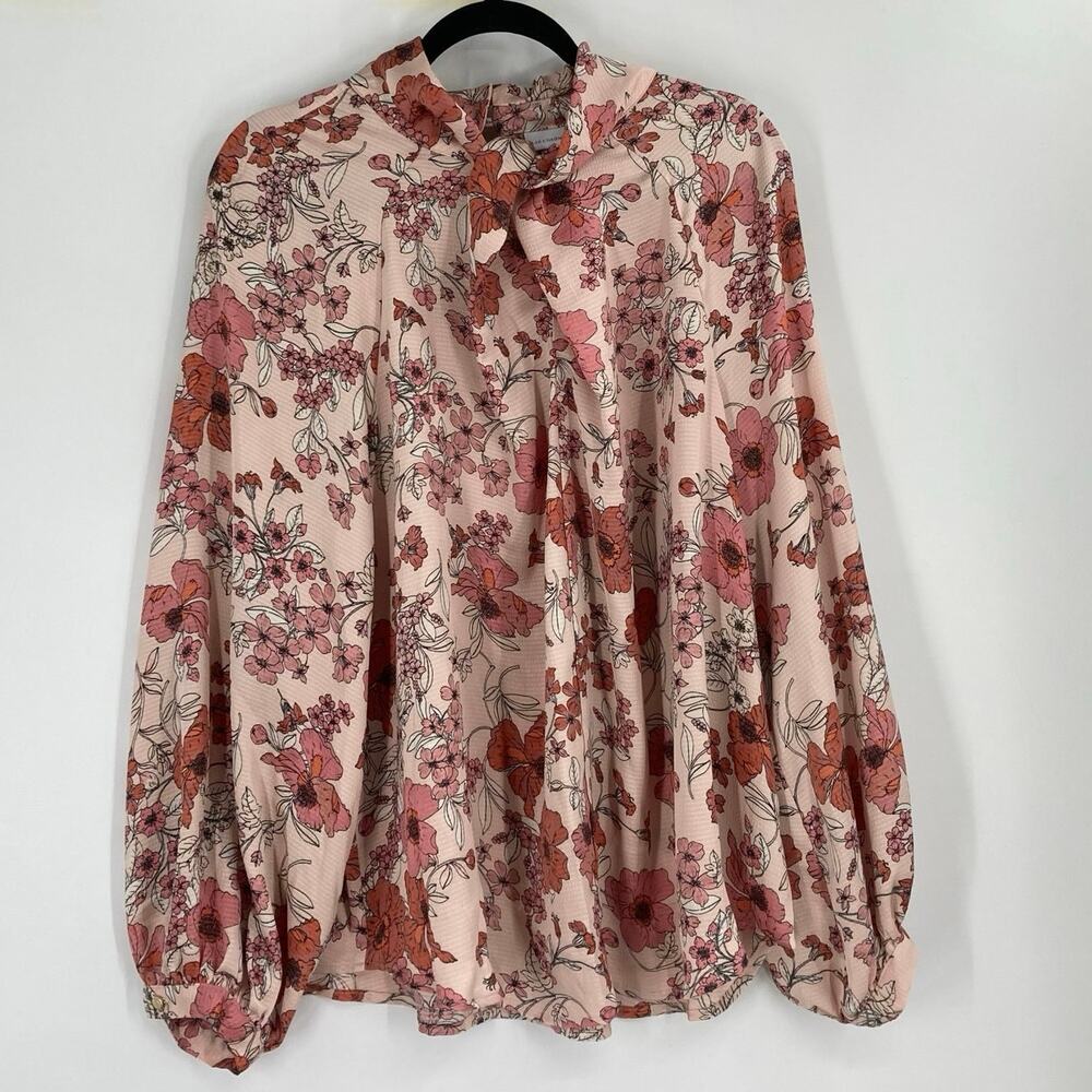 Liz Claiborne Floral 70s Style L/S Pink Blouse Peasant Boho Women’s 1X